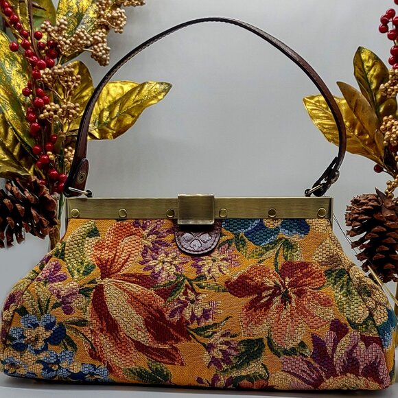 Patricia Nash Handbags - NEW Patricia Nash  Ferrara Frame Floral Woven Tapestry Satchel